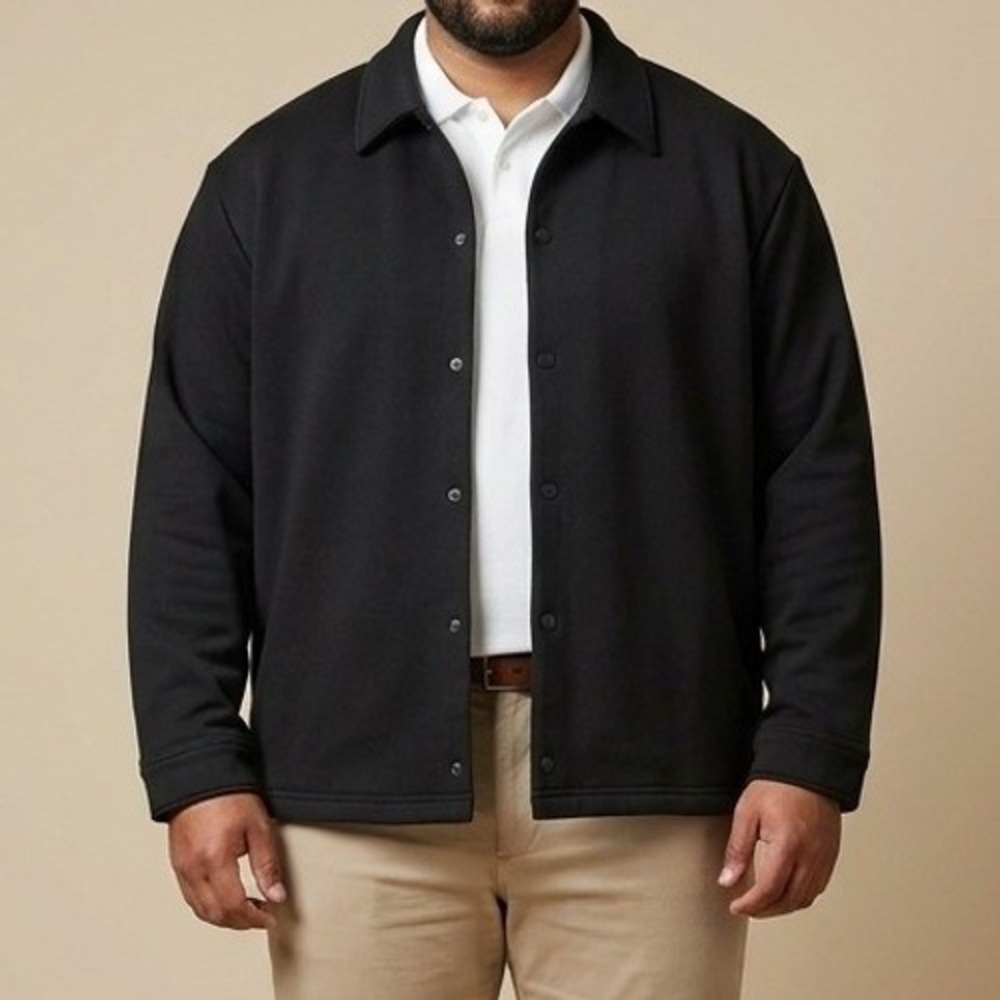 Selected Homme Mens Blake Sweat Jacket Black Button Up Loose Fit Shirt Shacket